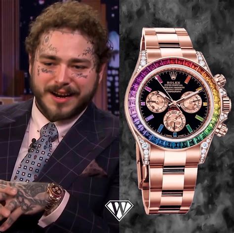 post malone rainbos rolex|Rolex rainbow daytona wear.